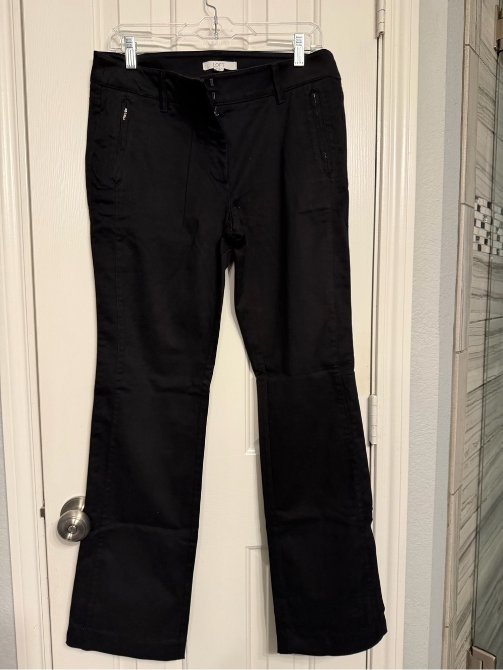LOFT Black Bootcut soft chino type Trousers with Zip Pockets
